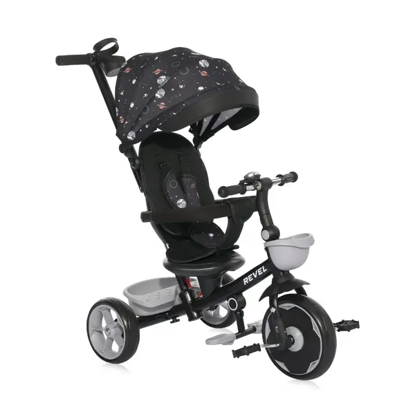 Tricicleta pentru copii cu sezut rotativ la 360 grade, Lorelli Revel, 1-5 ani, Black Cosmos
