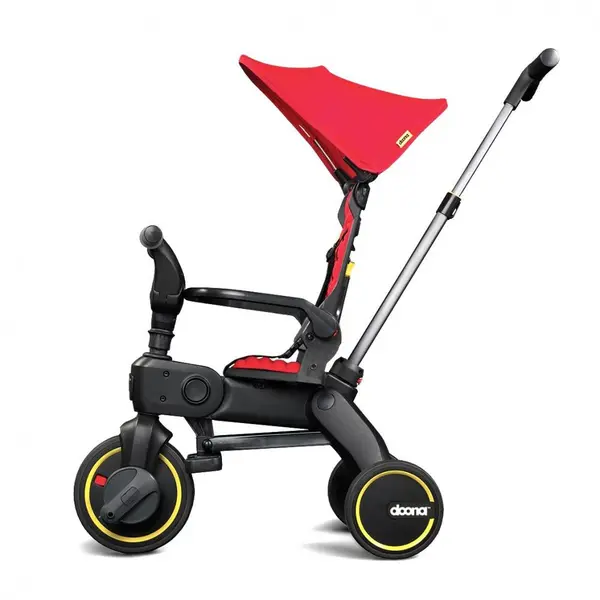 Tricicleta pentru copii Doona Liki Trike S3 Flame Red ultrapliabila, spatar reglabil in multiple pozitii, ultracompacta, frana, cadru din aluminiu