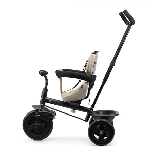 Tricicleta pentru copii KinderKraft Freeway 2 Grey, scaun rotativ 360, funtie freewheel, husa Air Comfort, bara de protectie, suport picioare, greutate admisa 25 kg