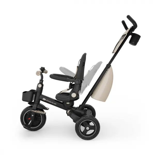 Tricicleta pentru copii KinderKraft Spinstep 2 Plus Beige, rotatie 360, maner telescopic, greutate admisa 25 kg
