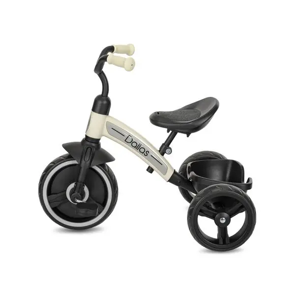 Tricicleta pentru copii Lorelli Dallas Beige 2-6 ani, sezut reglabil in inaltime, greutate admisa 25 kg