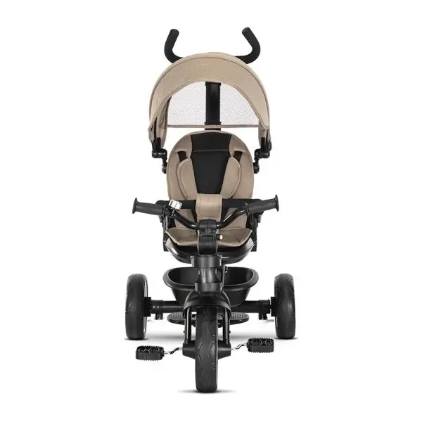 Tricicleta pentru copii Lorelli Tino Beige cu sezut rotativ 360 grade, scaun rabatabil, control parental, greutate admisa 25 kg