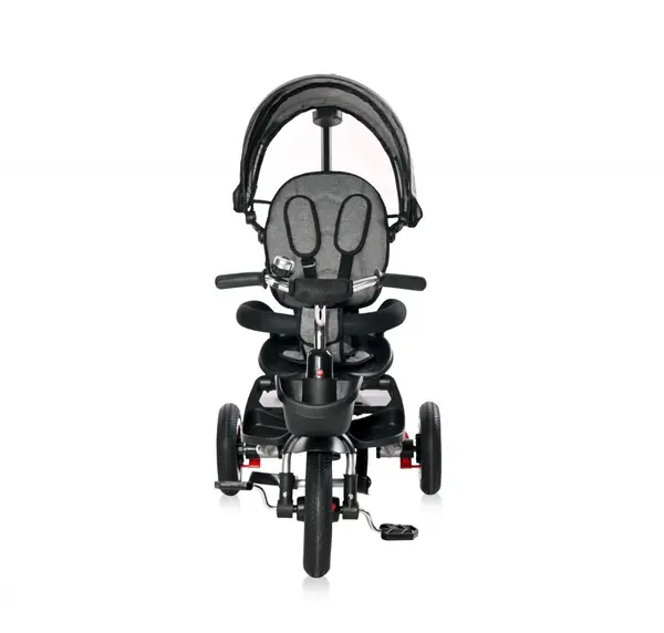 Tricicleta pentru copii Lorelli Zippy Air Graphite control parental 12-36 luni , cu scaun reversibil, rotire 360 grade, spatar reglabil pe multiple pozitii, roti din cauciuc cu camera si 2 tipuri de suport pentru picioare