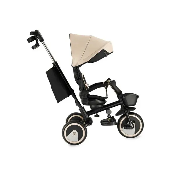 Tricicleta pentru copii Momi ivi Beige multifunctionala 3 in 1 cu scaun reversibil, maner telescopic, accesorii incluse