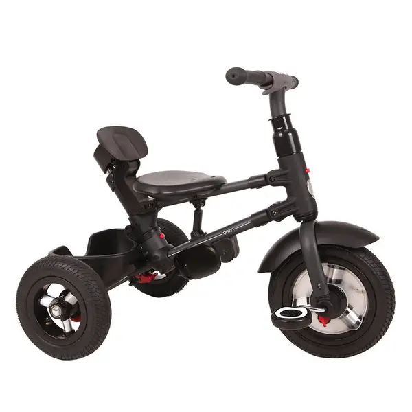 Tricicleta pentru copii Qplay Rito Rubber Violet cu roti din cauciuc, pliabila, maner telescopic, sistem roata libera si greutate maxim suportata 25 kg