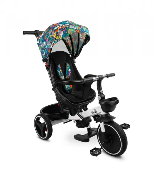 Tricicleta pentru copii Toyz Dash Melange cu maner parental, scaun reversibil si spatar reglabil cu pozitie de somn, suport picioare, frana si copertina,pana la 25 kg
