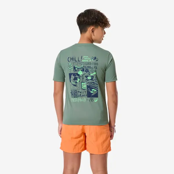 Tricou anti UV 100 UPF50+, UV>95% Surf Everyday Kaki Copii