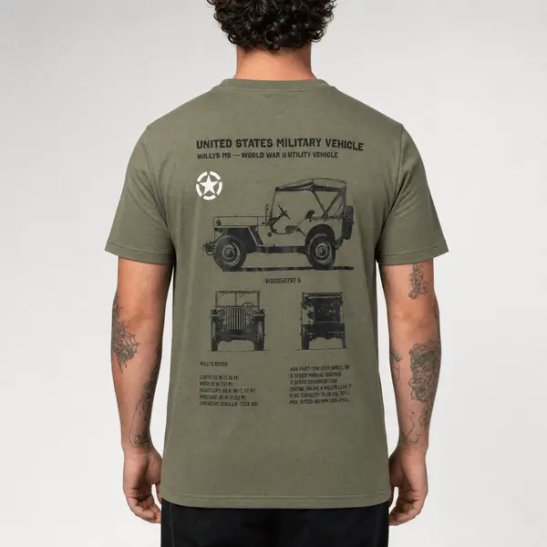 Tricou Army cu Jeep Willys MB Fostex – Olive - S