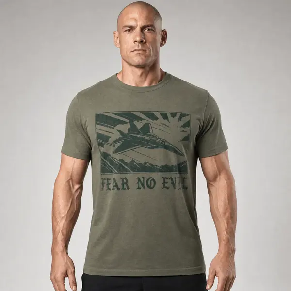 Tricou Army Fear No Evil cu Avion de Vanatoare Fostex – Olive - L