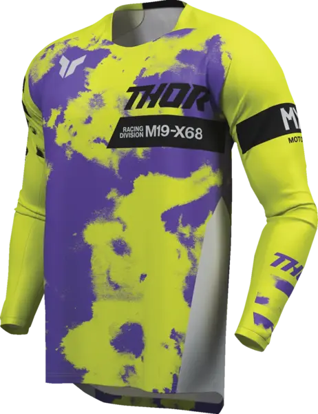 Tricou atv cross copii Thor Launchmode Bleach, culoare verde mov, marime 2YXS