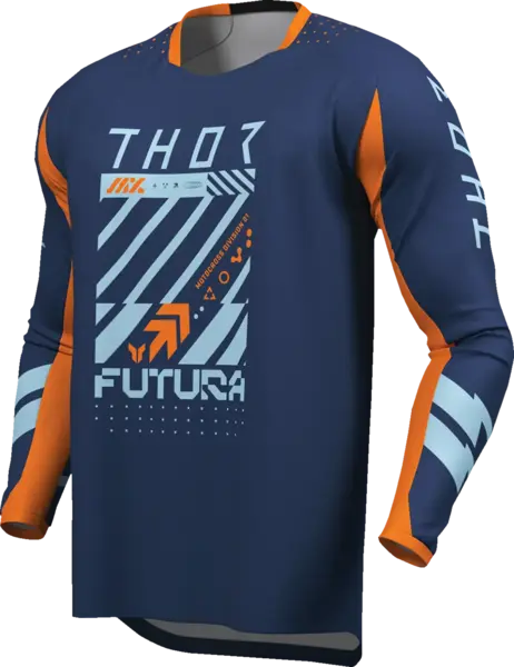 Tricou atv cross copii Thor Launchmode Futura, culoare bleumarin portocaliu, marime YS