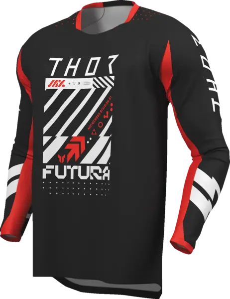 Tricou atv cross copii Thor Launchmode Futura, culoare negru rosu, marime YXS
