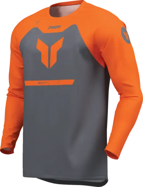 Tricou atv cross copii Thor Ridemode Menace, culoare gri portocaliu, marime YXL