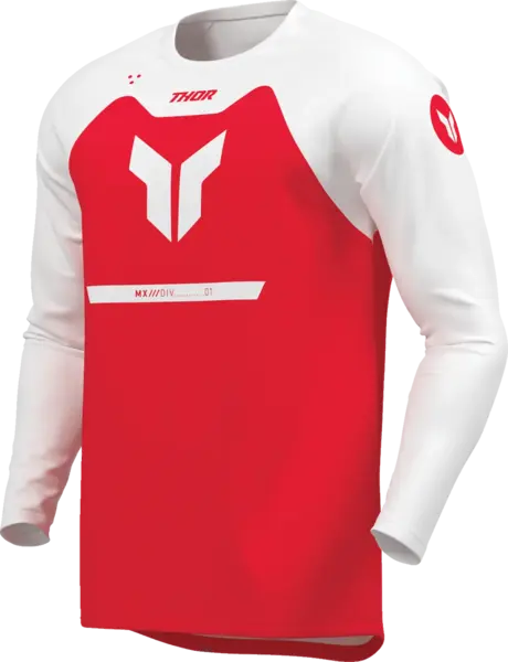 Tricou atv cross copii Thor Ridemode Menace, culoare rosu alb, marime YXL