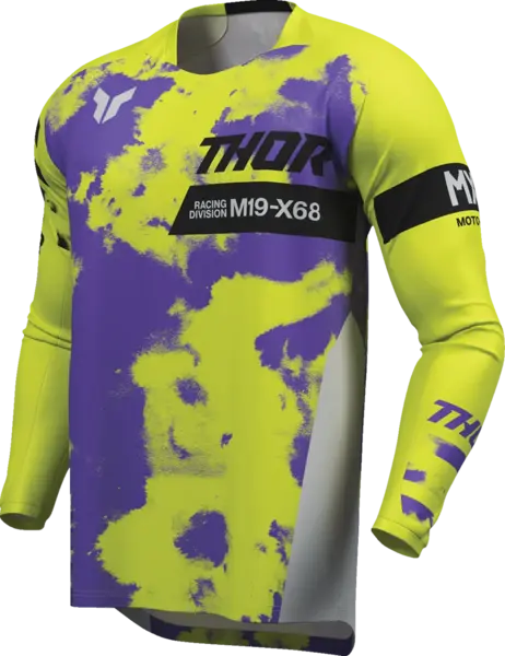 Tricou atv cross Thor Launchmode Bleach, culoare galben fluo mov, marime L