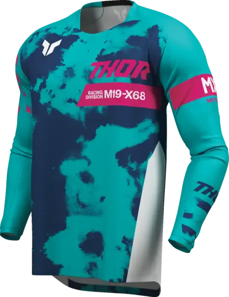 Tricou atv cross Thor Launchmode Bleach, culoare turcoaz bleumarin, marime S