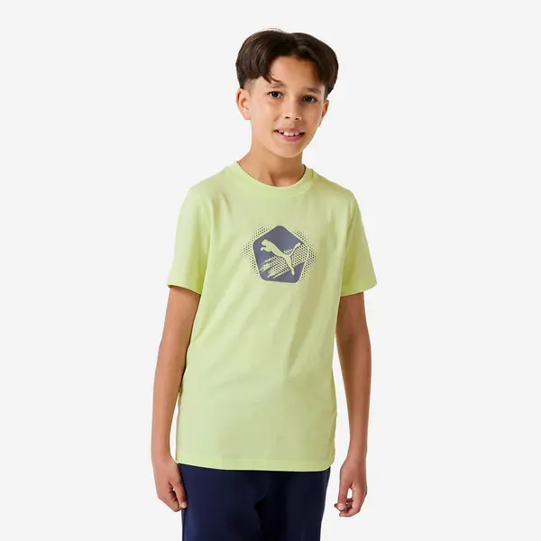 Tricou bumbac cu imprimeu Puma Galben Copii