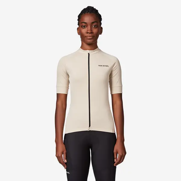 Tricou ciclism pe șosea Discover Bej Damă