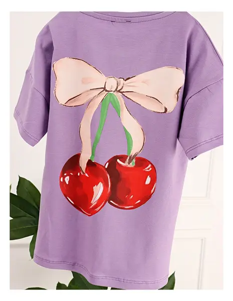 Tricou Ciresele, model cu mov