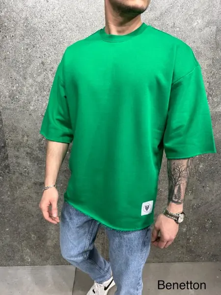 TRICOU CLASIC OVERSIZE BENETTON-GREEN TSAS452(6049) (MĂRIME: M)