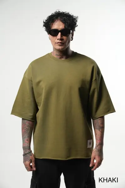 TRICOU CLASIC OVERSIZE KHAKI TSAS456(6049) (MĂRIME: M)