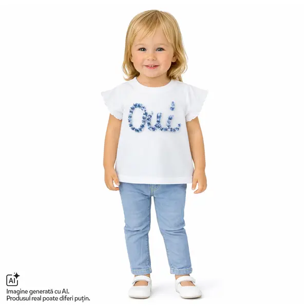 Tricou copii Chicco, Alb cu albastru, 01856-70MFCO