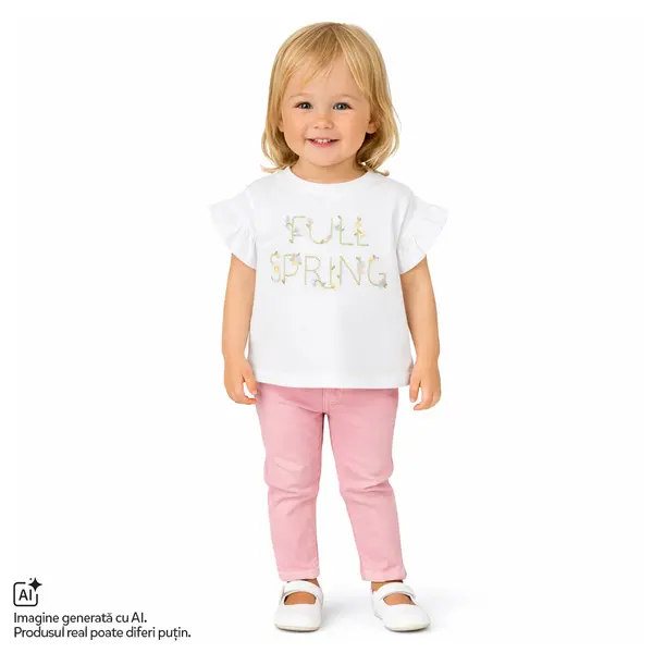 Tricou copii Chicco, Alb cu model, 01578-70MC