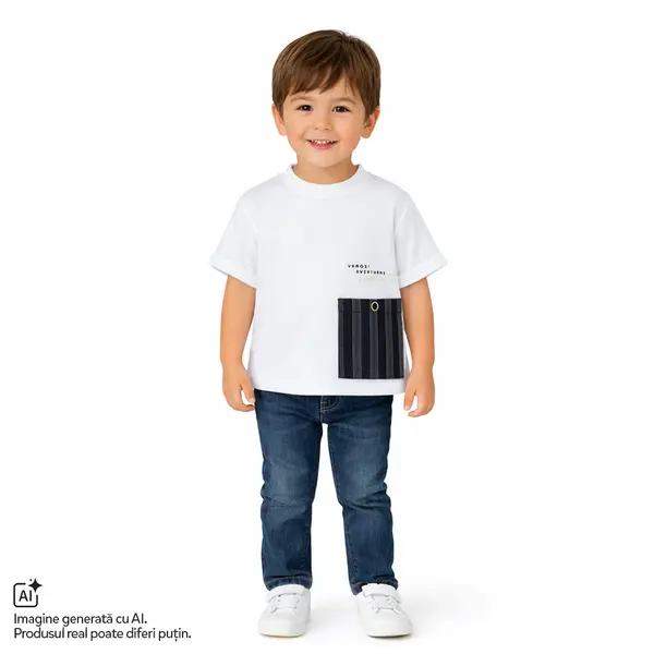 Tricou copii Chicco, Alb cu model, 01948-70MC