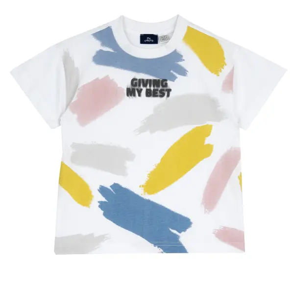 Tricou copii Chicco, alb cu model, 02110-70MC