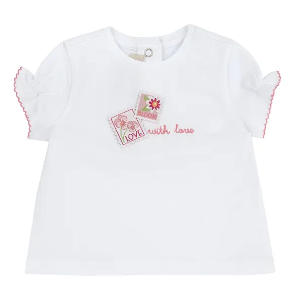 Tricou copii Chicco, alb cu model, 02191-70MFCO