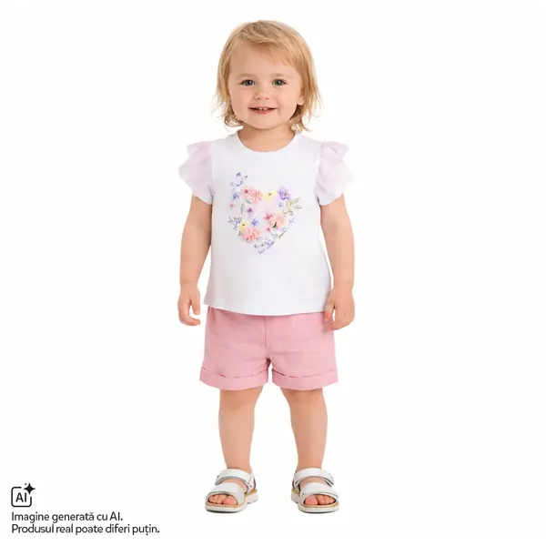 Tricou copii Chicco, Alb cu roz, 01834-70MFCO