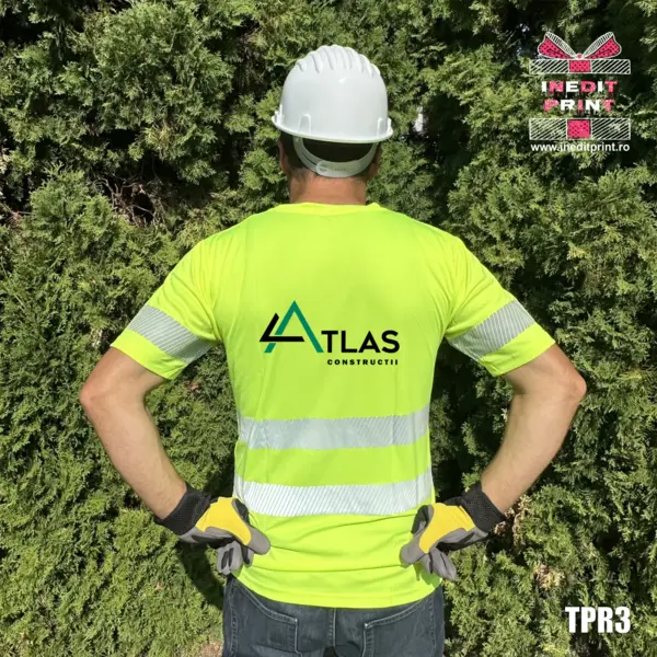 Tricou cu benzi reflectorizante personalizabil TPR3 L