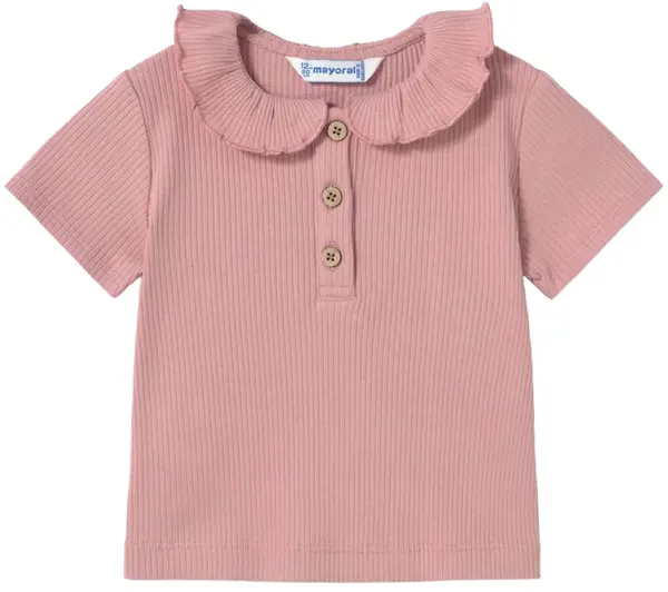 Tricou cu guler polo Mayoral - Roz, În dungi, 12 luni