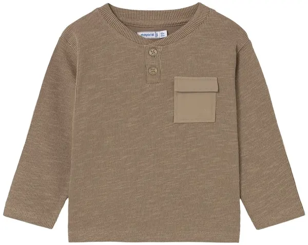 Tricou cu mânecă lungă Mayoral - Cu buzunar mic, maro, 12 luni