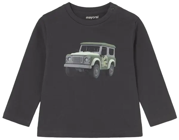 Tricou cu mânecă lungă Mayoral - Jeep de safari, gri, 18 luni