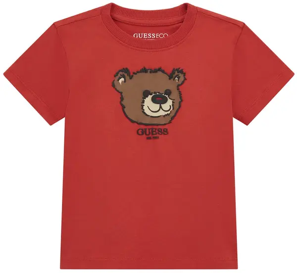 Tricou cu mânecă scurtă Guess - Cu un ursuleț de pluș, roșu , 18 luni