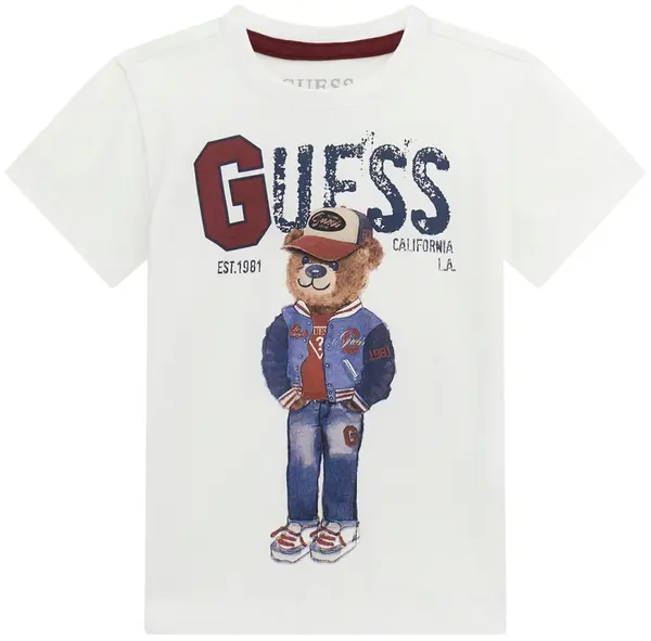 Tricou cu mânecă scurtă Guess - cu urs alb , 18 luni