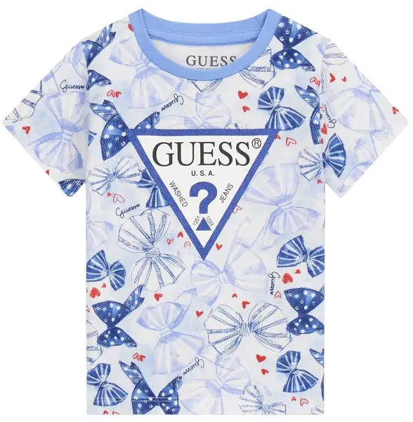 Tricou cu mânecă scurtă Guess - Fundițe, albastru, 12 luni