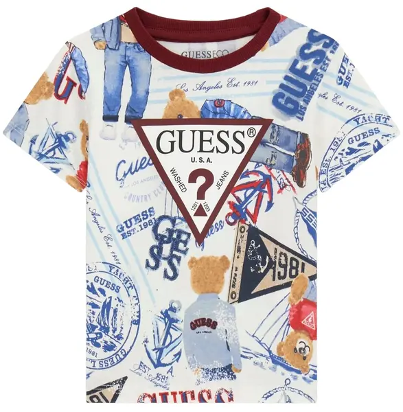Tricou cu mânecă scurtă Guess - Los Angelis, multicolor, 6-9 luni