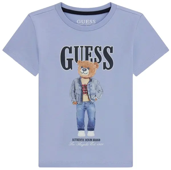 Tricou cu mânecă scurtă Guess - Urs, albastru, 12 luni
