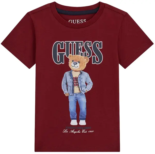 Tricou cu mânecă scurtă Guess - Urs, roşu, 18 luni