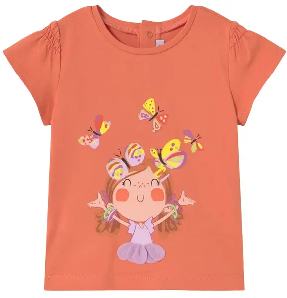 Tricou cu mânecă scurtă Mayoral - Cu aplicație în relief, portocaliu, 9 luni