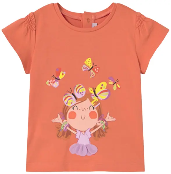 Tricou cu mânecă scurtă Mayoral - Cu broderie, portocaliu, 18 luni