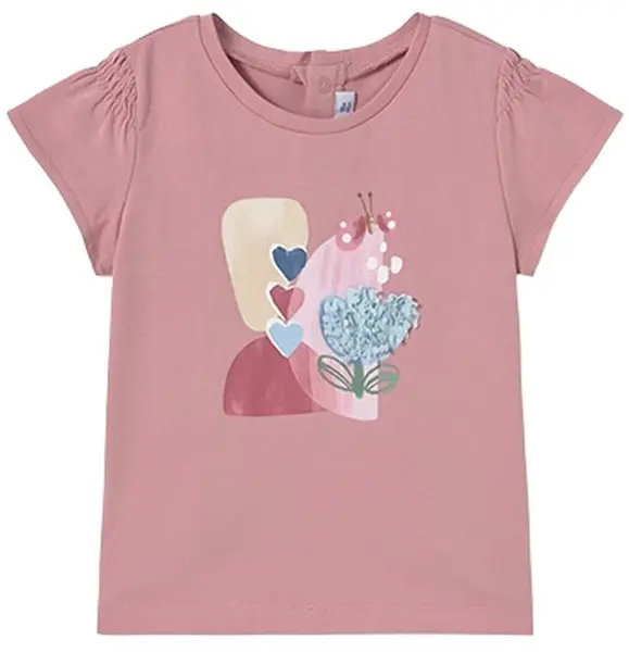 Tricou cu mânecă scurtă Mayoral - Cu broderie, roz, 9 luni