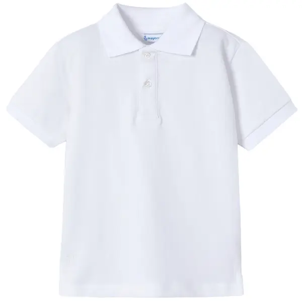 Tricou cu mânecă scurtă Mayoral - Cu guler polo, basic, alb, 8 ani