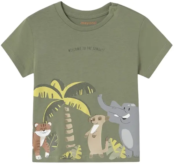 Tricou cu mânecă scurtă Mayoral - Verde, cu imprimeu, 9 luni