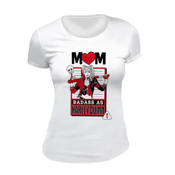 Tricou Dama White DC Comics - Mom Badass as Harley Quinn - S