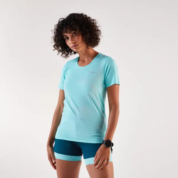 Tricou de alergare Kiprun Run 500 Confort Albastru Damă