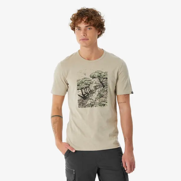 Tricou de drumeție NH100 bej bărbați