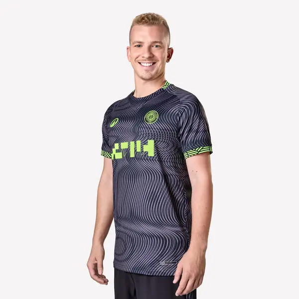 Tricou de fotbal Viralto II wavy Negru-Galben Adulți